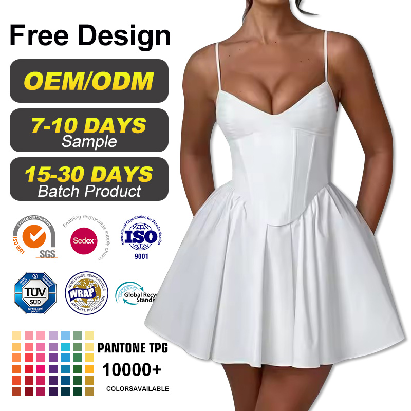 Short White Corset Pleated Mini Dress